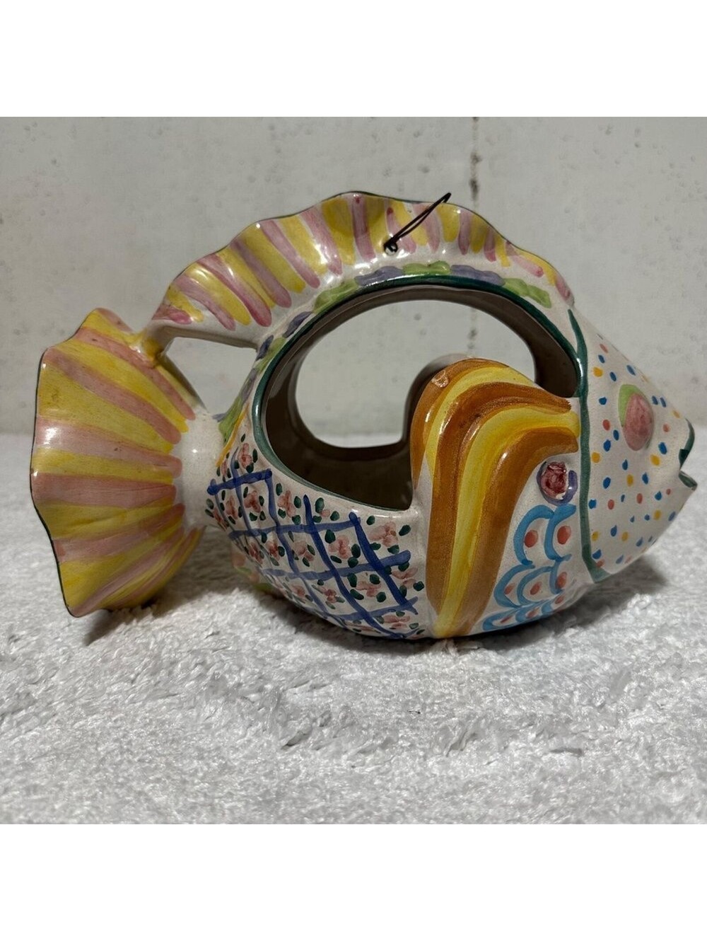 Hand-Painted Ceramic Fish Shaped Vase - Picture 7 of 9